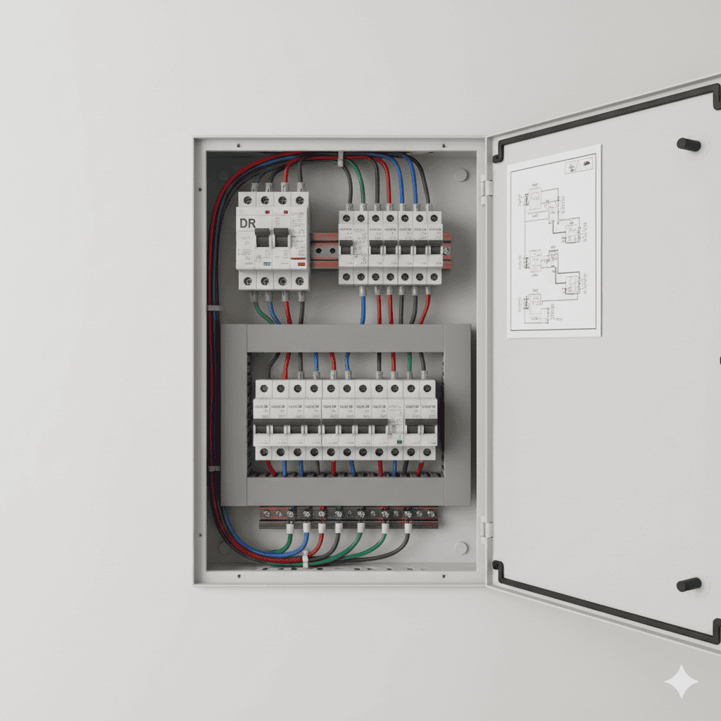 Quadro de distribuição de circuitos residencial
